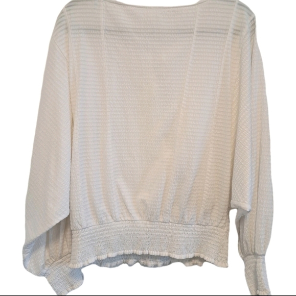 Anthropologie Rebecca Blouse Ivory Tie Neck Dolman Sleeve Top Women's Sz L - Picture 5 of 14
